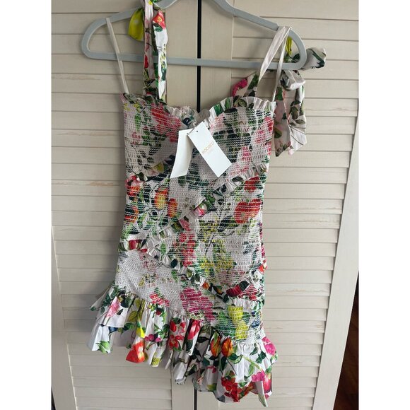 NWT Rococo Sand - Floral Print Smocked Dress Sweetheart neckline in XS - Picture 7 of 9